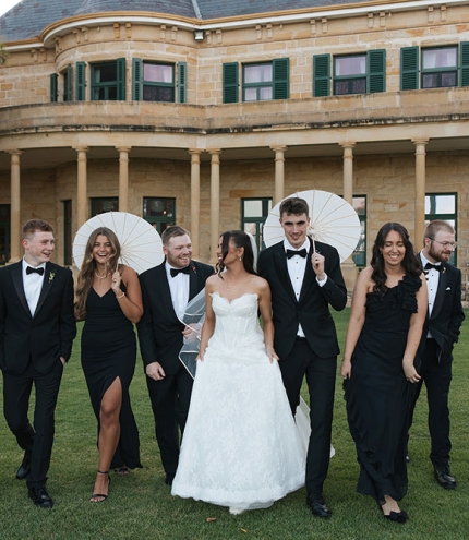 Wedding party in front of Jimbour House