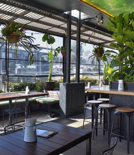 Courtyard seating at Burger Urge Windsor