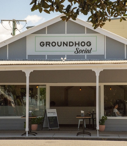 Exterior of Groundhog Social, Manly
