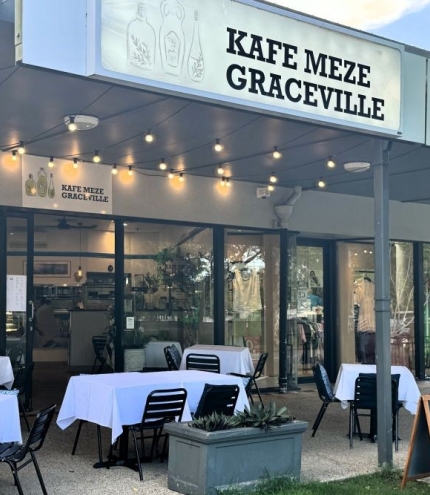 Facade of Kafe Meze, Graceville