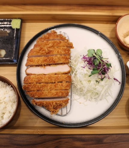 Premium katsu dishes on timber tray at KatsuCo Japanese Restaurant 