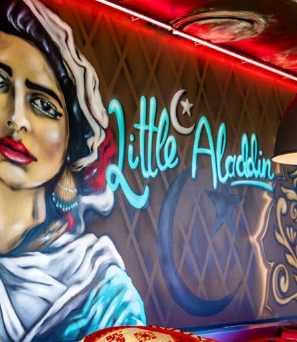Large art mural at Little Aladdin Graceville