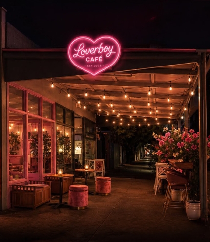 Night view of Loverboy Cafe