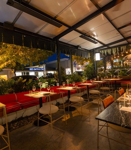 Lit up trees and seating NIIWA