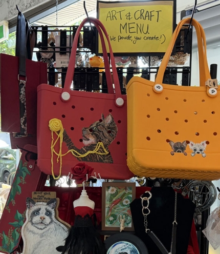 Stand of handmade items at Outside The Box