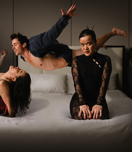 6 performers on a bed Melt Festival 
