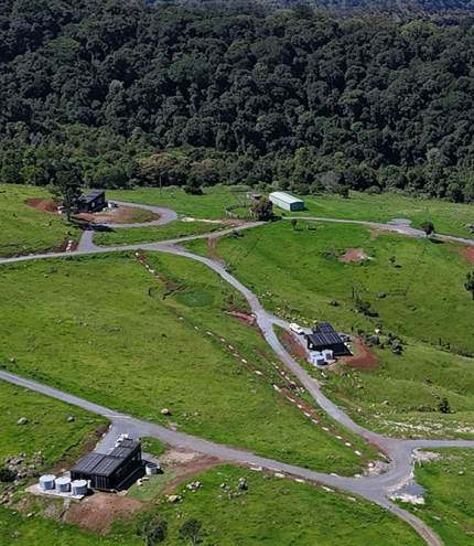 Aerial view of Pat's Chalets Lamington National Park