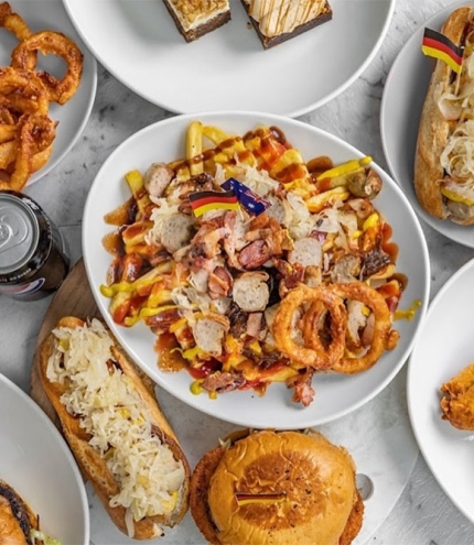 Display of German cuisine at Bavarian Sizzle Coorparoo 