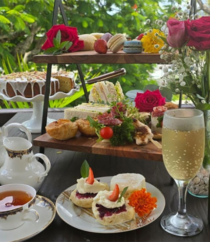 High tea Buffet on verandah at Grays