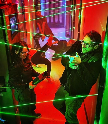 People with lasers in Project Immersive Escape Rooms