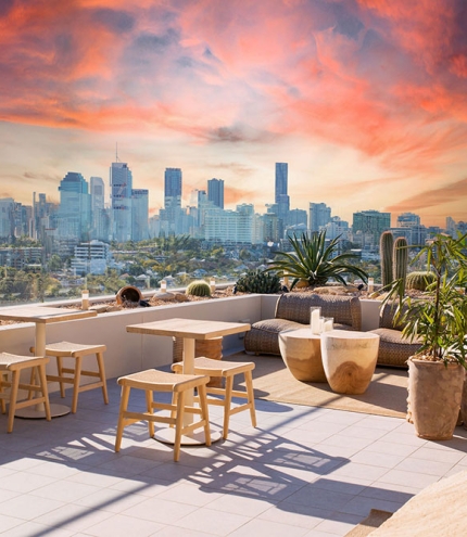 Bar with city views at Sunsets Rooftop Kangaroo Point