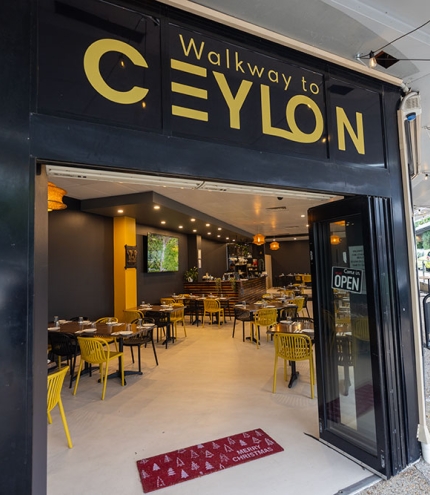 Corner street entry of Walkway to Ceylon