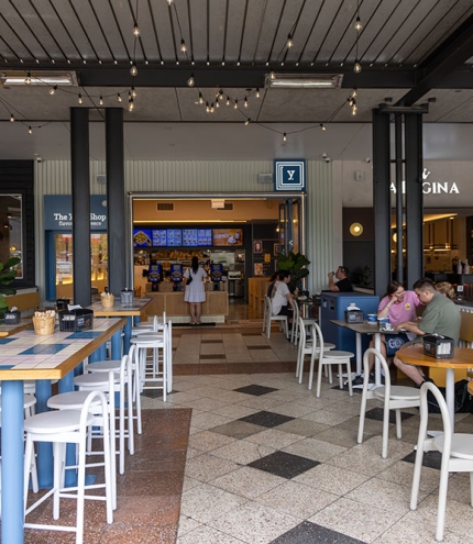 Outdoor seating at The Yiros Shop