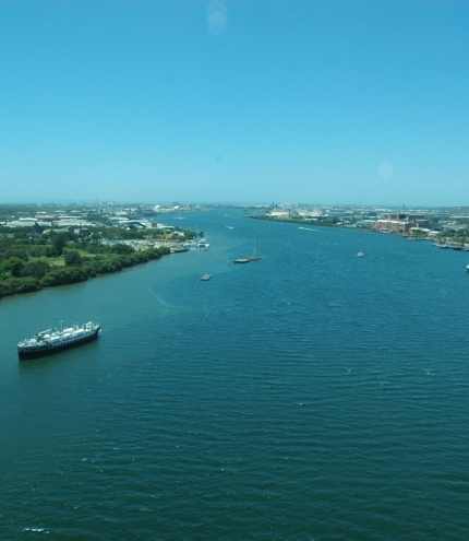 view of Brisbane river from top of Gateway Bridge