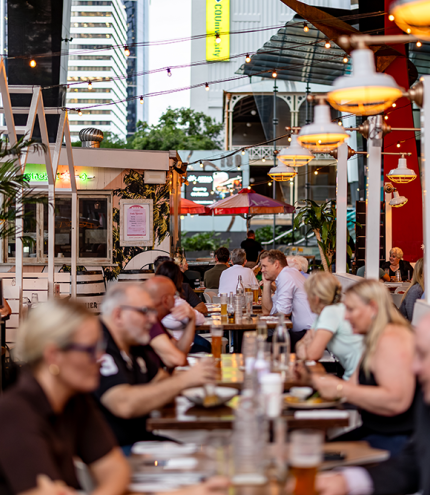 People eating at Santa Monica Brisbane City 