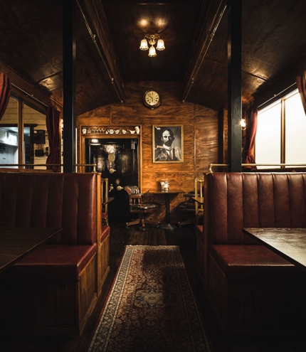 Booth seating inside Mr Badgers, Woolloongabba Brisbane