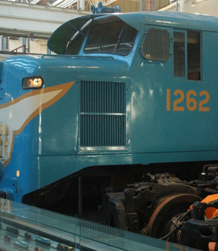 Vintage train inside The Workshops Rail Museum