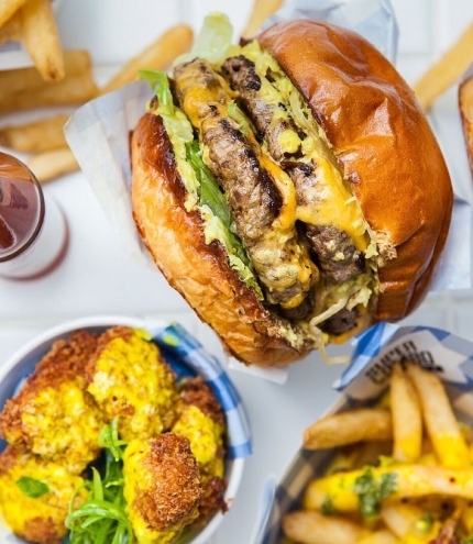 Selection of burgers, Super Combo, Bowen Hills