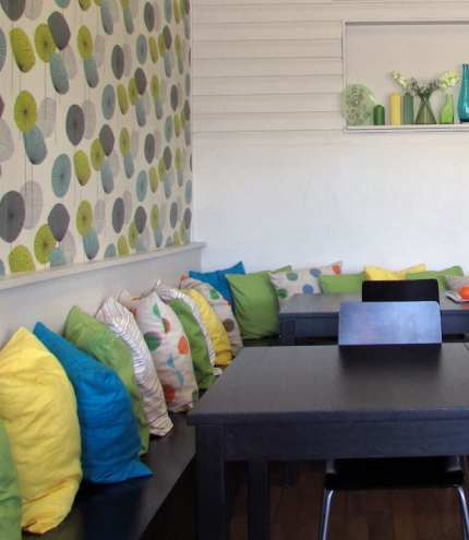 Seating inside the The Rabbit Hole Cafe in Seven Hills