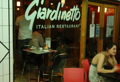 People dining on footpath outside Giardinetto Restaurant Fortitude Valley