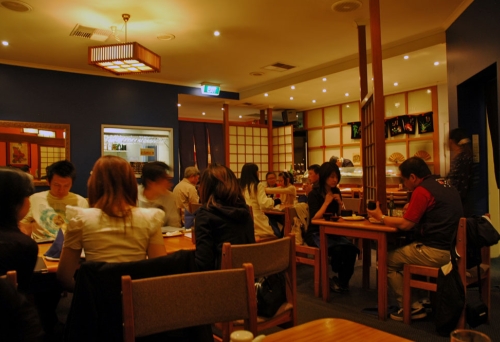 Japanese diners inside Oshin Japanese Restaurant 