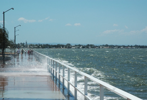People walking along Shorncliffe boardwalk