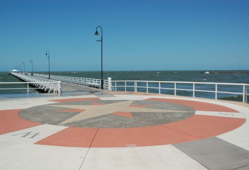 Shorncliffe Pier's tiled entrance and pier