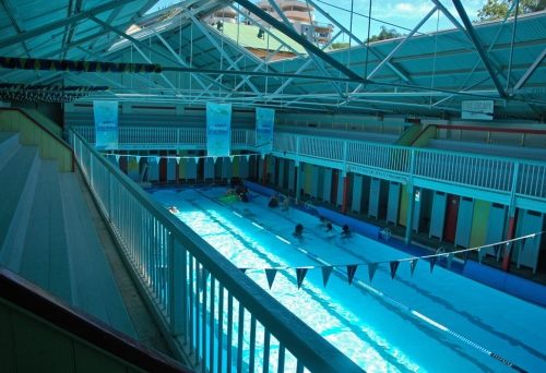 Swimming pool and lockers inside Spring Hill Baths.