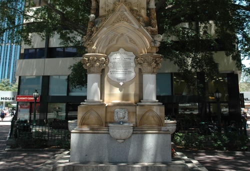 Mooney Memorial Fountain base on Eagle street in Brisbane.