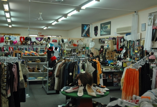 Vintage clothes and shoes inside Vintage Revival in Annerley