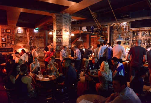 Patrons inside Brooklyn Standard bar