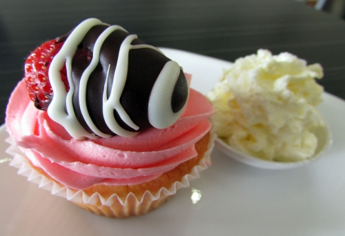 Cake and cream on plate