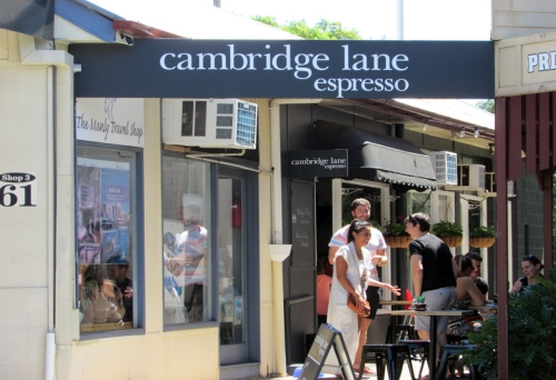 Exterior of Cambridge Lane Espresso, Manly
