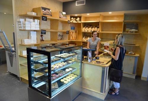 Customer standing inside Christian Jacques bakery