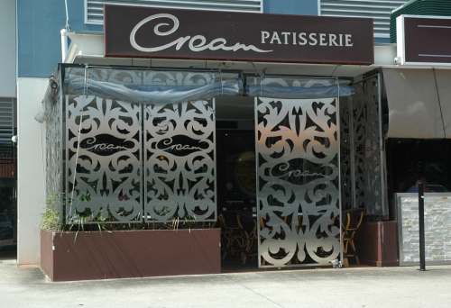 Steel shop front of Cream Patisserie Boulangerie in Coorparoo