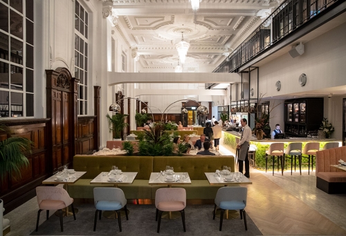 Interior with decorative ceiling and tables at Donna Chang Brisbane 
