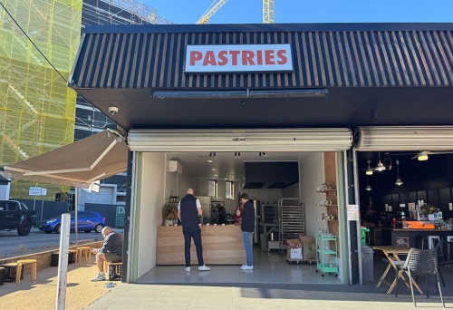 Front of Bakery at Time and Temp