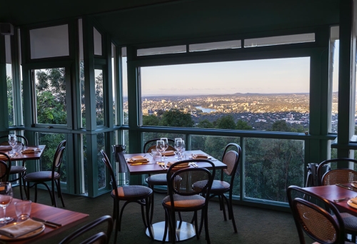 Tables in window at The Summit Restaurant
