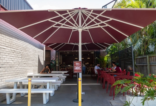 Outside seating area of Bobby's Wine Bar & Espresso