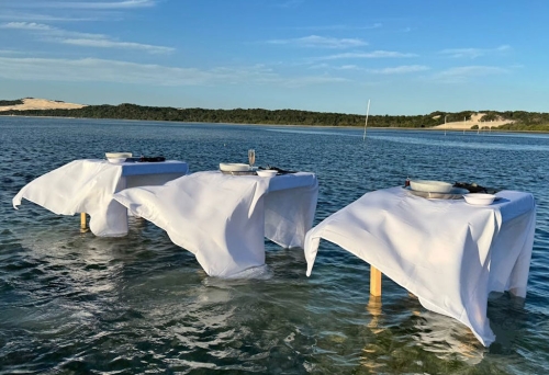 Tables set in water 