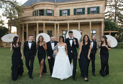 Wedding party in front of Jimbour House