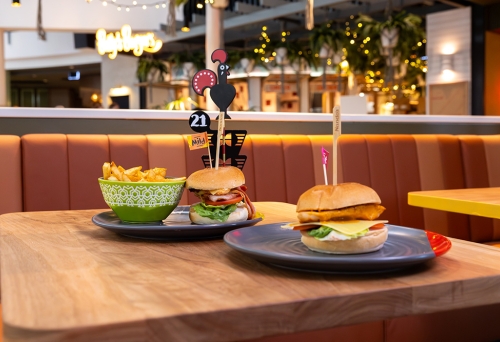 Two burgers and chips at Nandos Westfield Carindale
