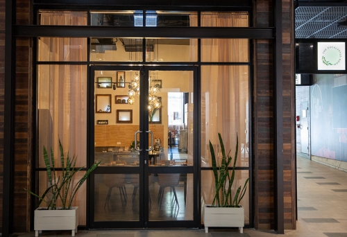 Glass doors leading into The Eucalyptus Room