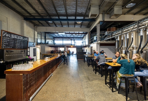 Bar and seating inside Flat Lizard Brewing Stafford