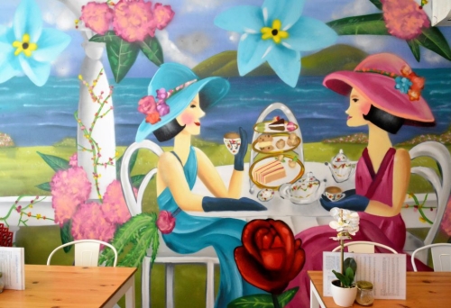 Mural on wall at Forget Me Not Cafe, Graceville 