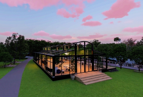 Exterior of Glo House by day at Roma Street Parkland