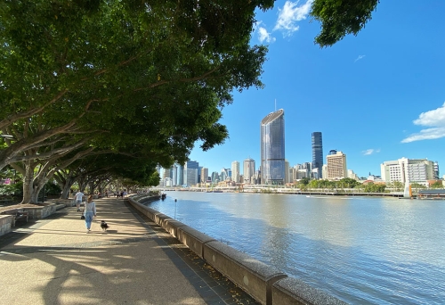 View of river and city skyline