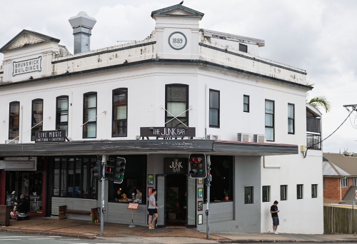 Exterior corner view of The Junk Bar New Farm