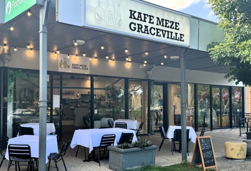 Facade of Kafe Meze, Graceville