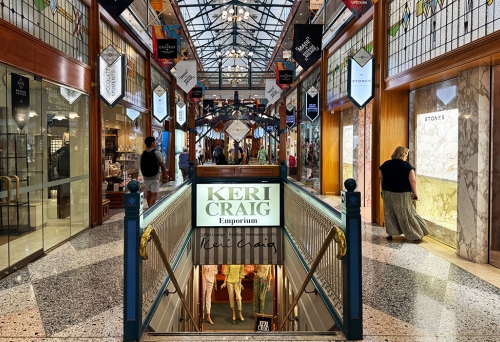 Keri Craig Emporium, Brisbane Arcade, Brisbane CBD, ball gowns, sequins, chiffon, high-end ladies fashion, where to buy womenswear in Brisbane, underground cafe, homewares, children's gifts, kids books, toys for toddlers, fabric, designer clothes, iconic landmark